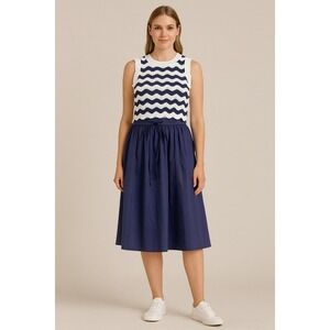 NWT Joie Women's Knit Top And Skirt Set‎ White Navy Cottagecore School Career M